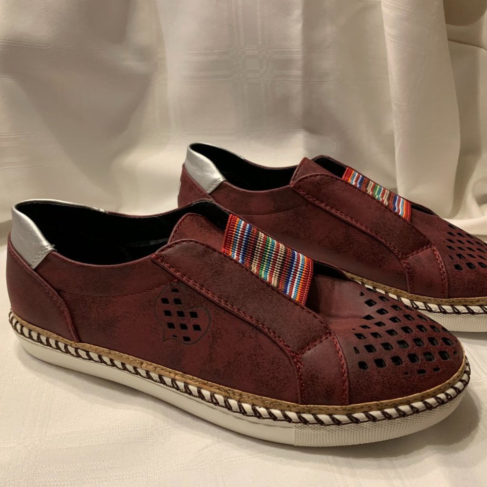 Handmade Burgandy Slip On Shoes